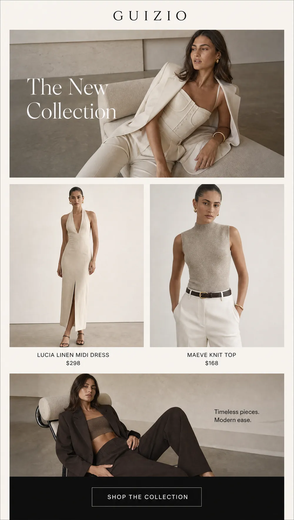 Fashion email design for Guizio - Klaviyo campaign creative