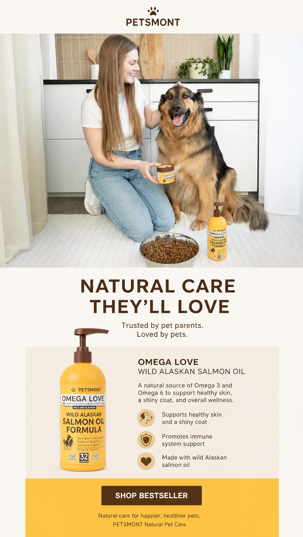 Pet care email design for Petsmont - Klaviyo campaign creative
