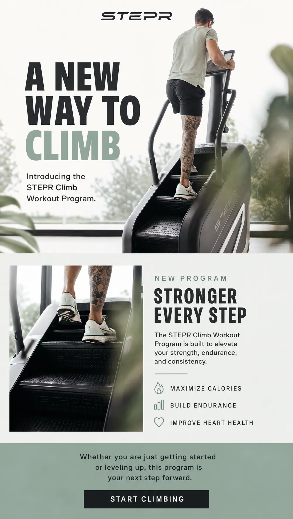 Fitness email design for STEPR - Klaviyo campaign creative