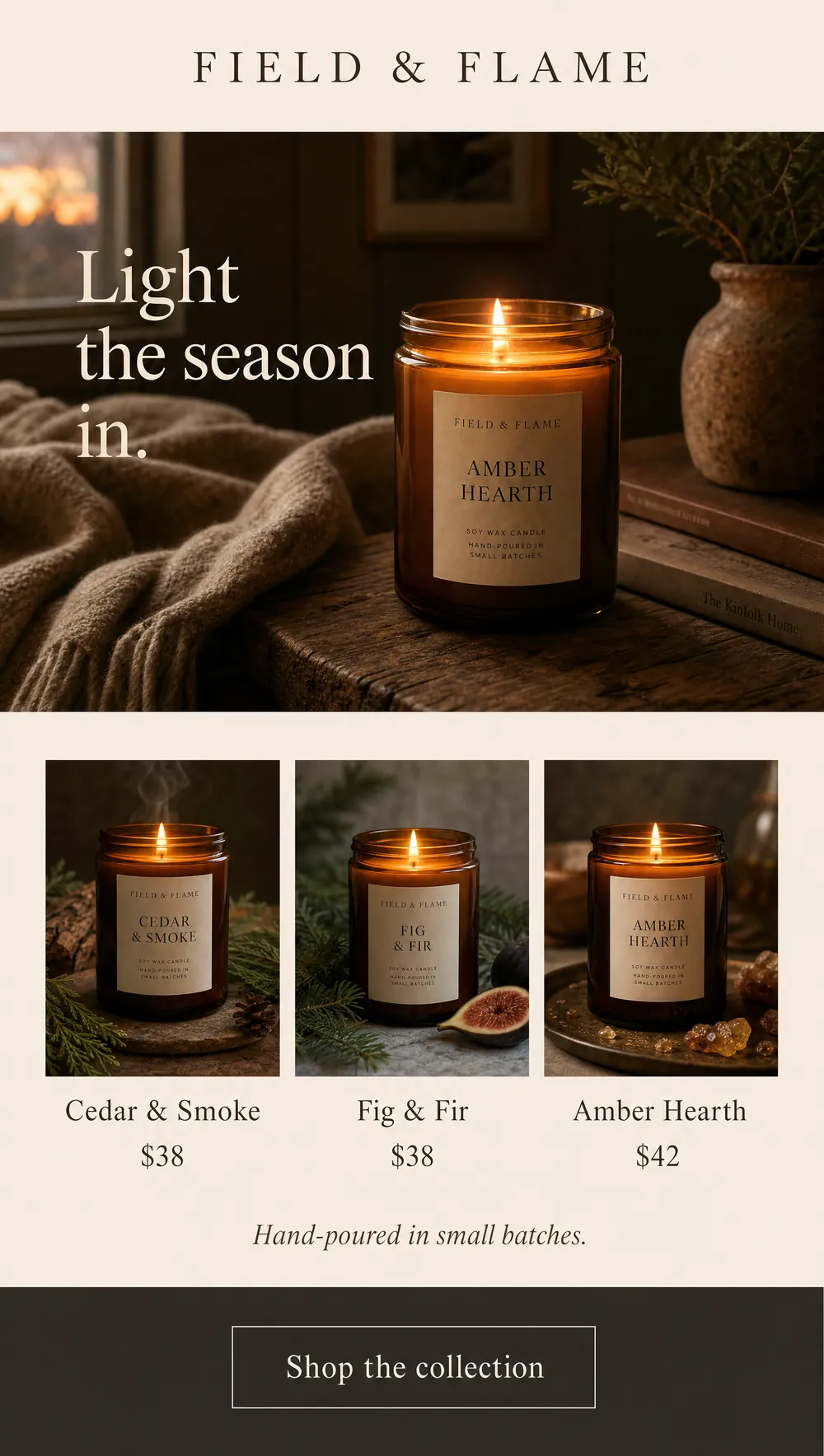 New collection email design for a home fragrance brand